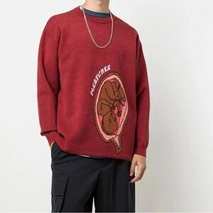 Pleasures Utero Jaquard Sweater Maroon'